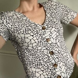 Geometric Button Down Blouse